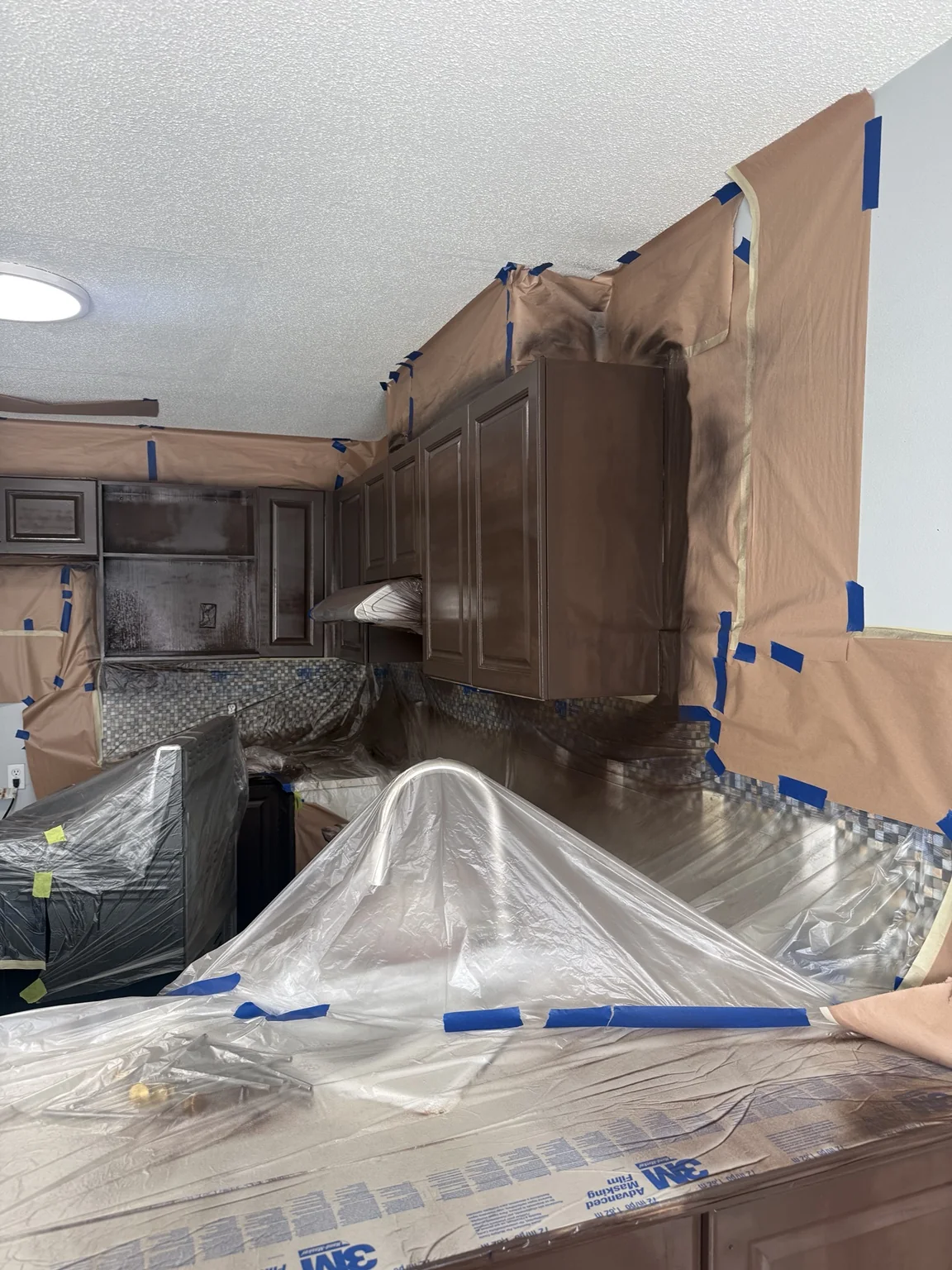 Cabinet painting preparation and masking